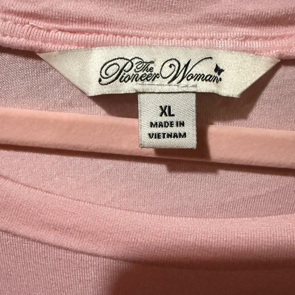 The Pioneer Woman Blush Pink Top with Colorful Floral Sleeves - Picture 3 of 6